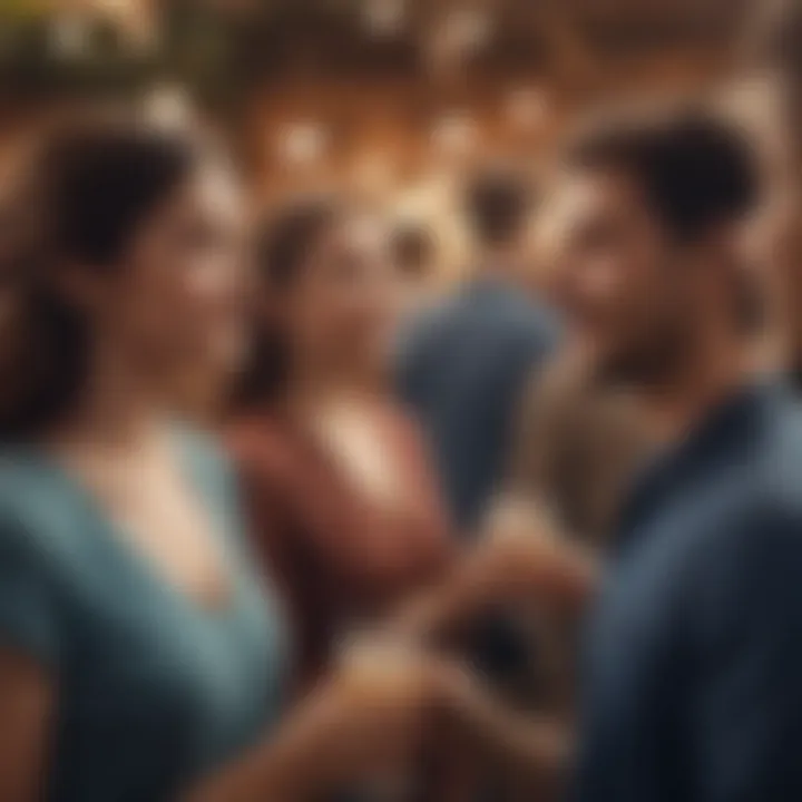 A vibrant social event showcasing diverse individuals connecting and enjoying each other's company.