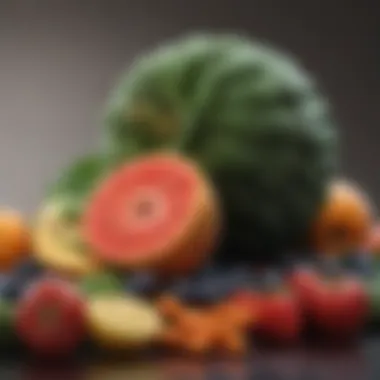 An array of colorful fruits and vegetables highlighting nutrition