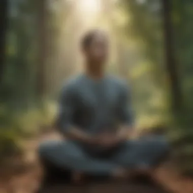 A person meditating in nature