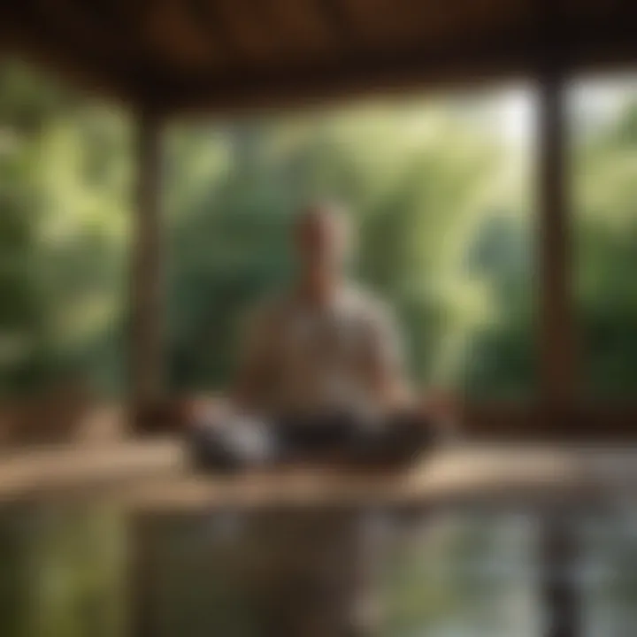 A person meditating in a tranquil setting