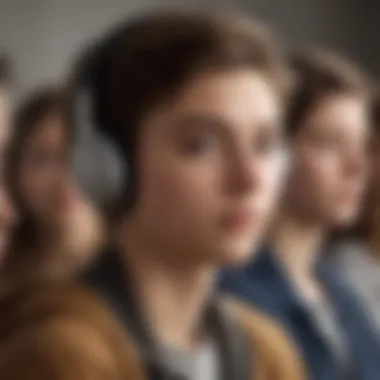 Close-up of a teenager listening attentively in a group setting