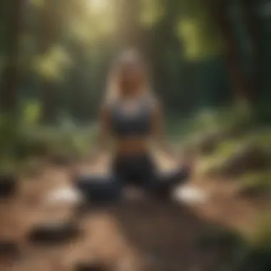 A woman engaging in yoga outdoors surrounded by nature