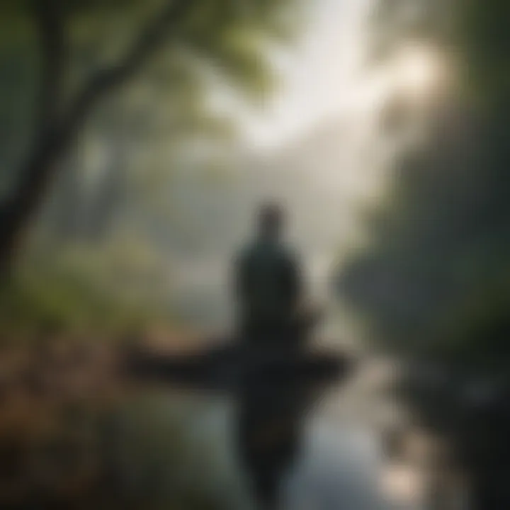 A person reflecting in nature, illustrating introspection
