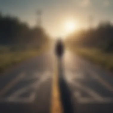 Facing the Crossroads A person standing at a crossroads, symbolizing decision-making and facing fears