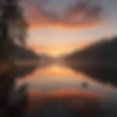 Sunset over a serene lake