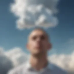 Conceptual illustration of intrusive thoughts represented as clouds