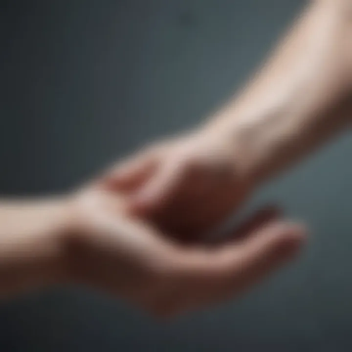 Illustration of a supportive hand reaching out to someone in distress