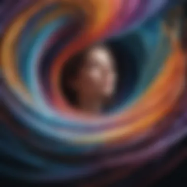Mindful Introspection Abstract art of swirling colors representing the mind's calming chaos