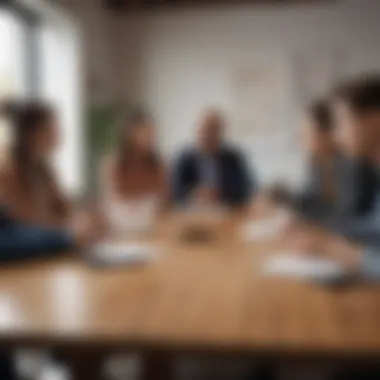 A diverse group brainstorming around a table, highlighting the importance of cultural considerations in meetings.