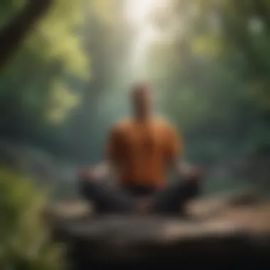 Individual meditating in a peaceful setting with nature