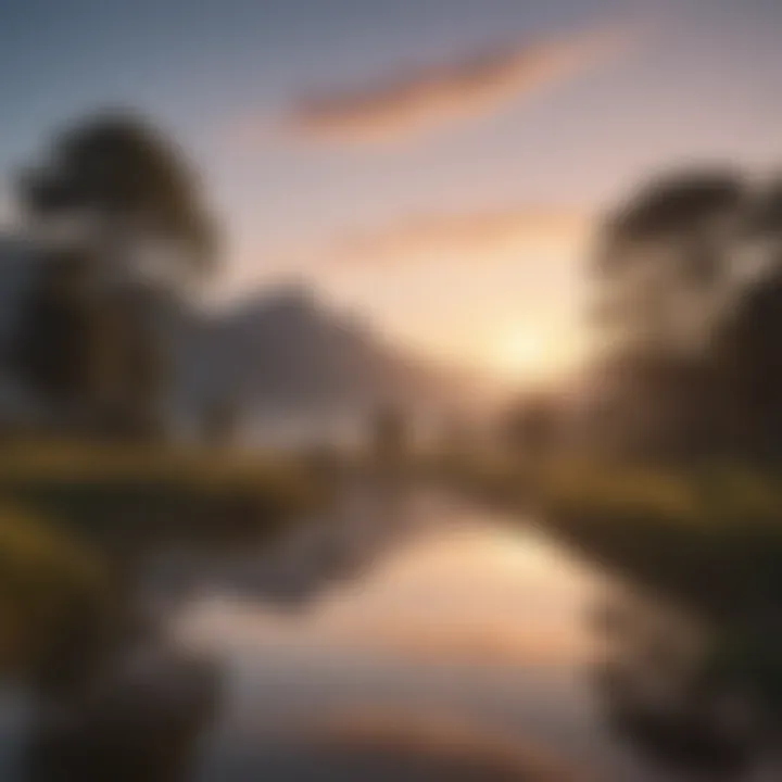 Serene sunrise over a tranquil landscape