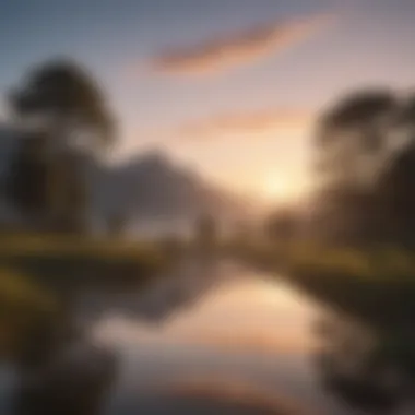 Embracing the Calm of a New Day Serene sunrise over a tranquil landscape