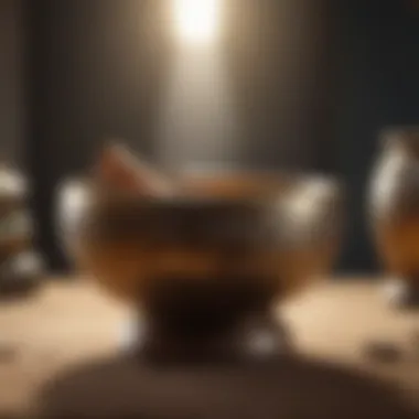 A close-up of a Tibetan singing bowl resonating softly, symbolizing mindfulness and sound healing.