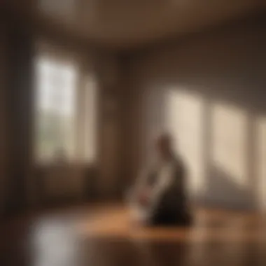 Contemplation of Solitude A solitary figure contemplating their thoughts in a dimly lit room.