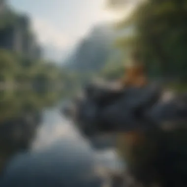 Tranquil Landscape Reflecting Mindfulness A serene landscape embodying mindfulness and tranquility