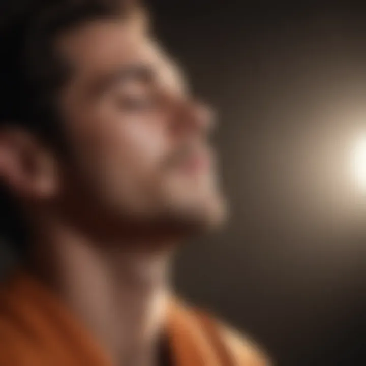 Close-up of a person meditating with closed eyes