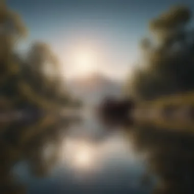 A serene landscape with soft musical notes overlay