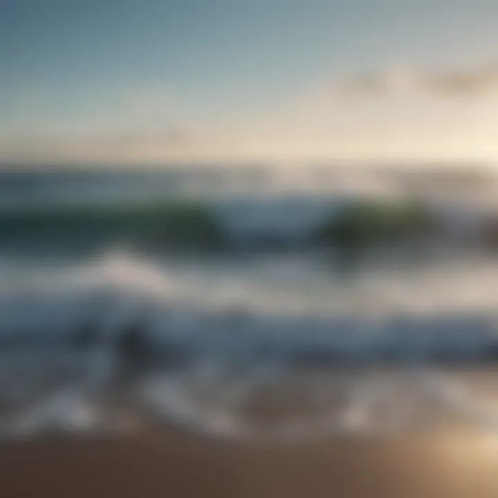 Calm ocean waves gently lapping at the shore, representing relaxation and mindfulness.