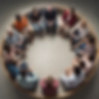 Illustration of a diverse group in a circle sharing their therapy experiences