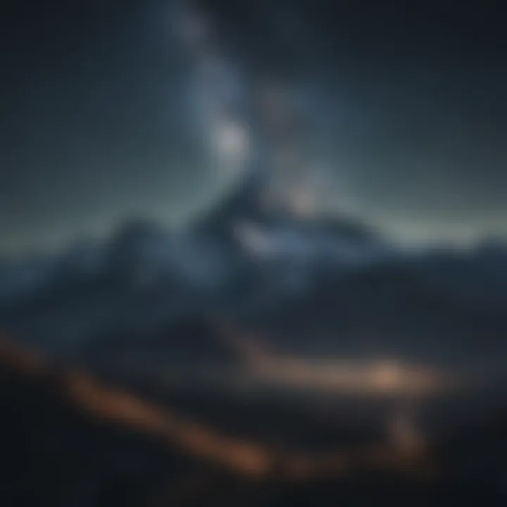 Majestic mountain peaks under starry sky