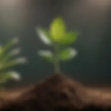 Visual metaphor of a seedling growing into a flourishing plant