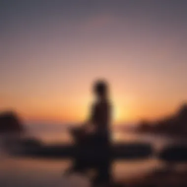 Silhouette of a person meditating at sunset