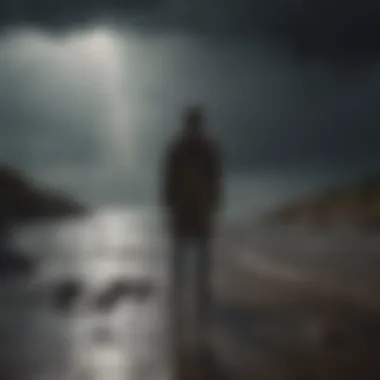 Visualization of a person standing amidst a storm