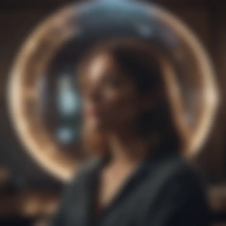 A person contemplating their thoughts in a reflective space