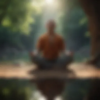 A person meditating in a tranquil environment, highlighting mindfulness