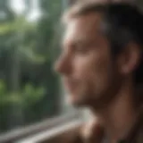 An introspective person gazing out a window, contemplating life