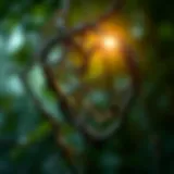 A close-up of a tangled heart-shaped vine symbolizing complex emotions