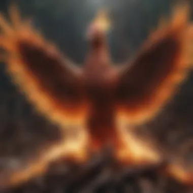 Artistic portrayal of a phoenix rising from the ashes symbolizing rebirth and growth