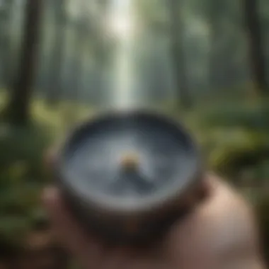 Illustration of a compass guiding the way through a serene forest