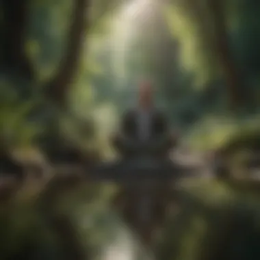 Person meditating in nature