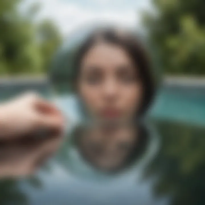 Illustration of a person gazing at their reflection in a clear pool of water