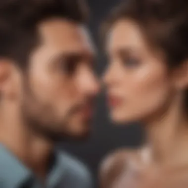 Societal Influences on Love Symbolic depiction of societal norms influencing romantic connections.