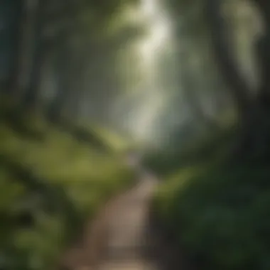 Illustration showing a winding path leading through a forest, representing the journey of personal growth