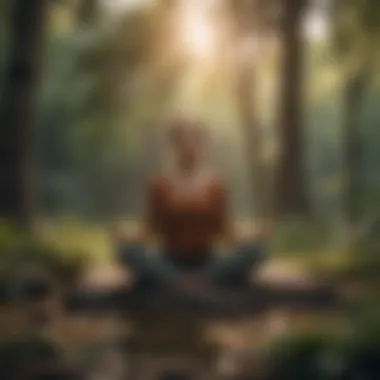 Woman meditating in serene nature setting