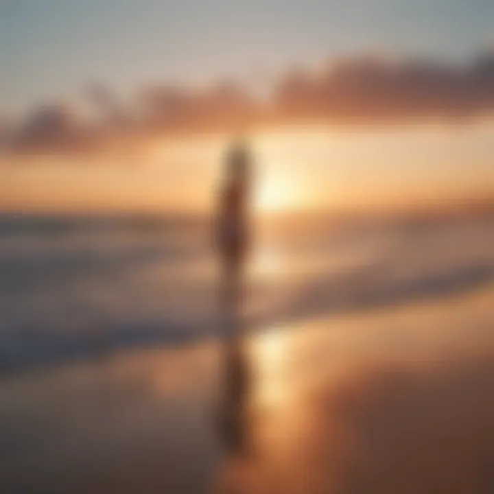 Woman practicing yoga at sunrise on a serene beach