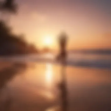 A person practicing yoga on a peaceful beach at sunset