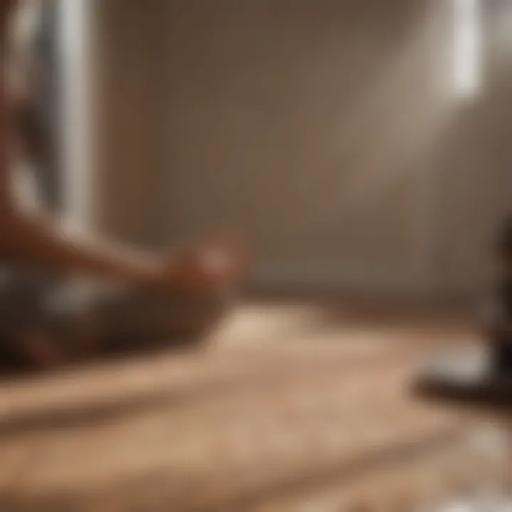 Close-up of a person practicing mindfulness meditation on a mat