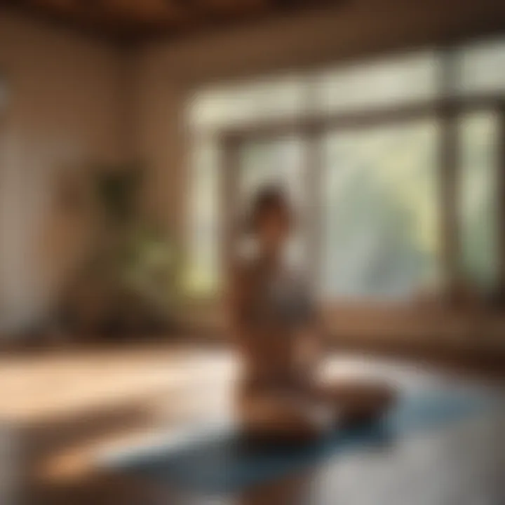 Person practicing yoga in a sunlit room