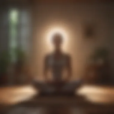 A calm figure meditating surrounded by gentle light