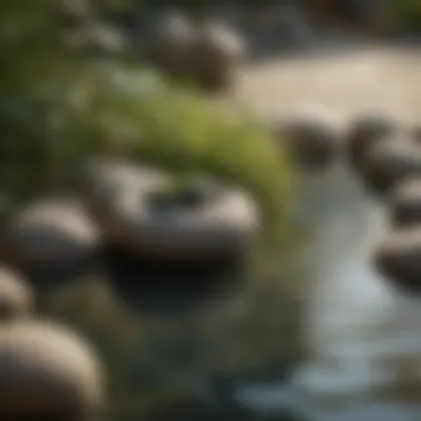 Zen garden with peaceful ripples in water