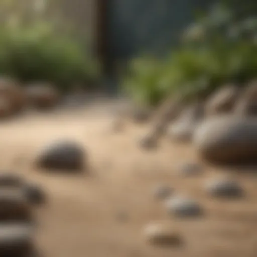 Zen garden with raked sand and rocks