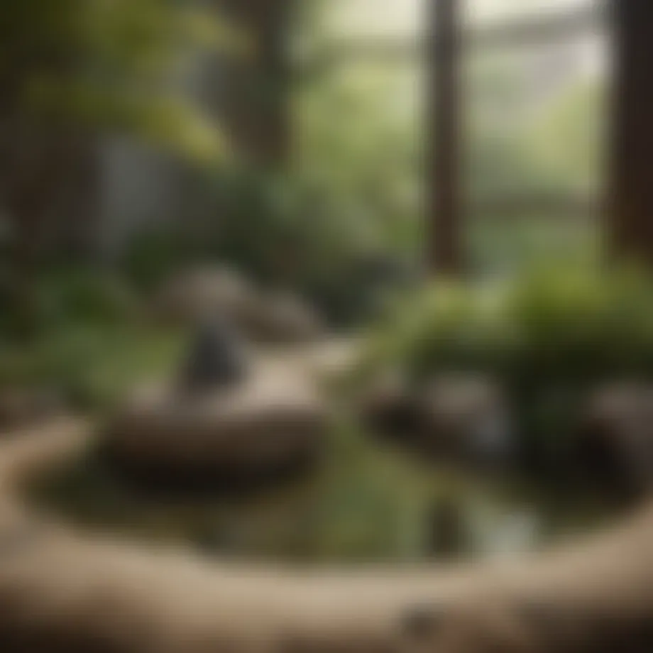 Zen garden with carefully arranged rocks symbolizing tranquility